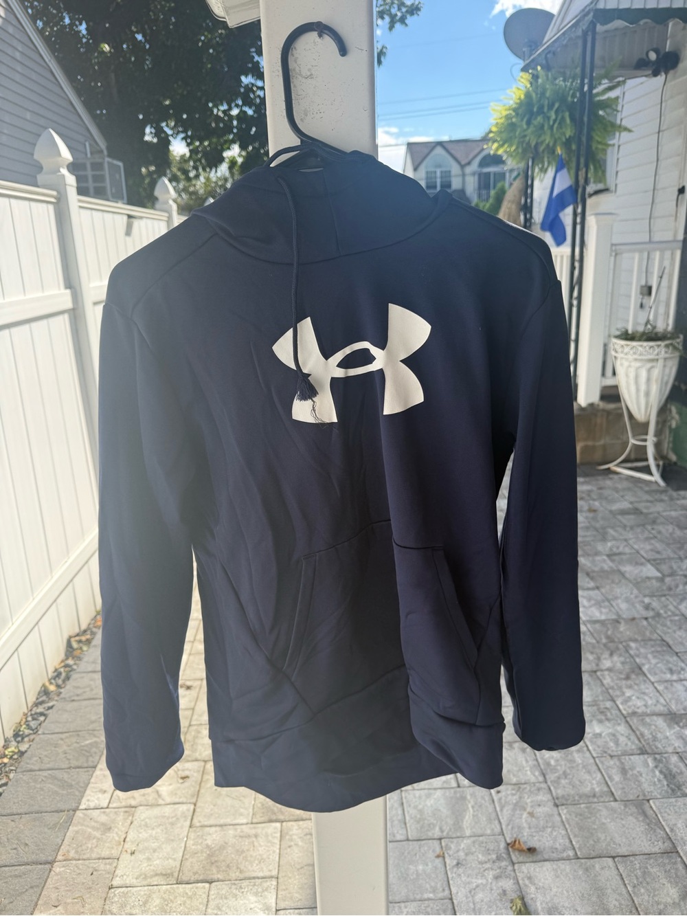 Under Armour Men's Navy Hoodie with White Logo